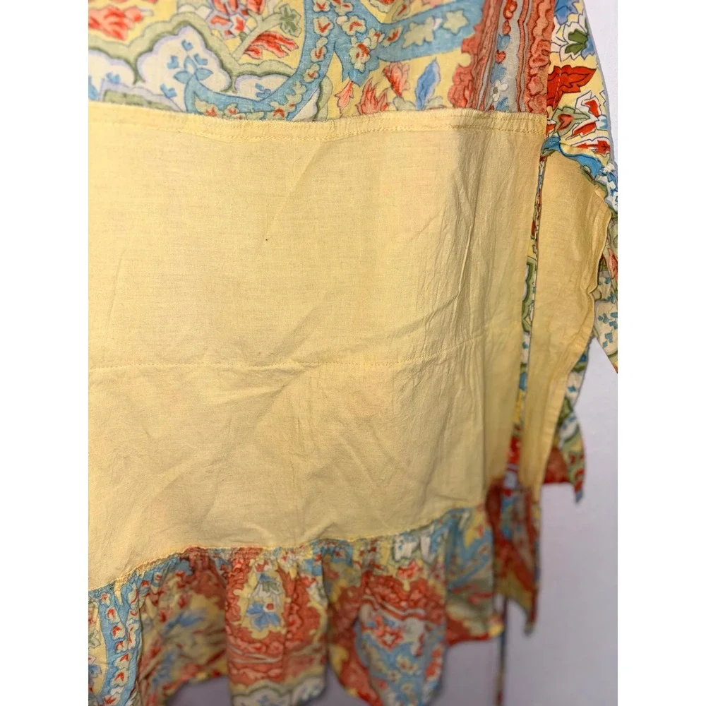 April Cornell Apron One Size Multi Paisley Floral Tiered Ruffle Cotton Excellent